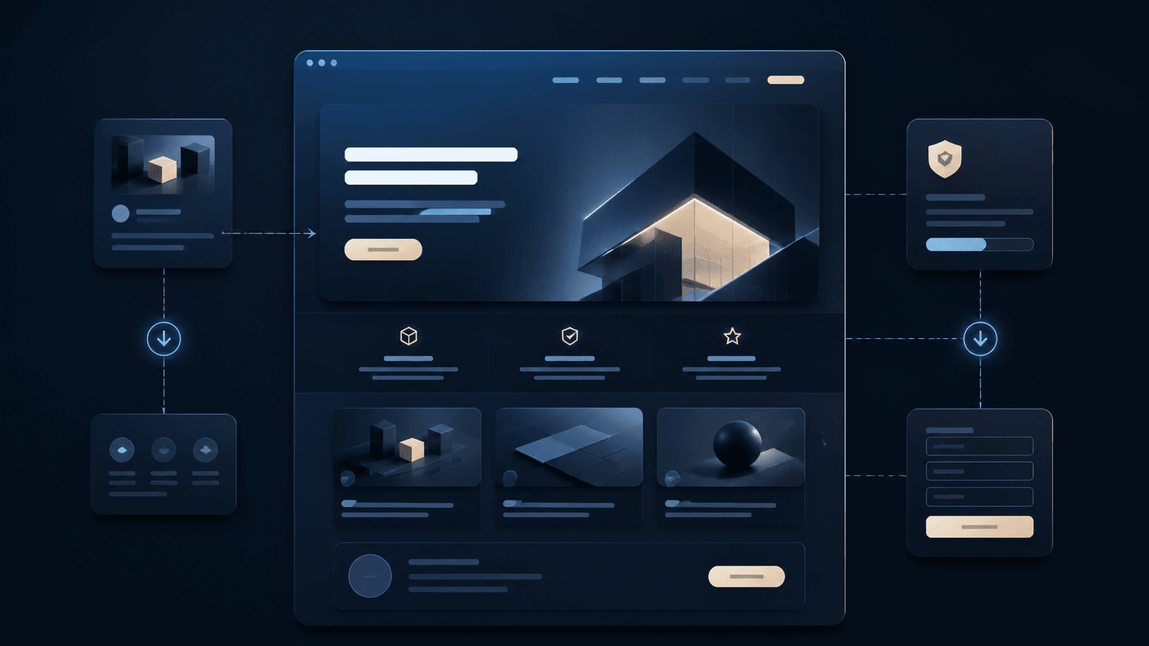 Moderne Website-Startseite mit klarer Hero-Struktur, Inhaltsblöcken und hervorgehobenem Kontaktweg