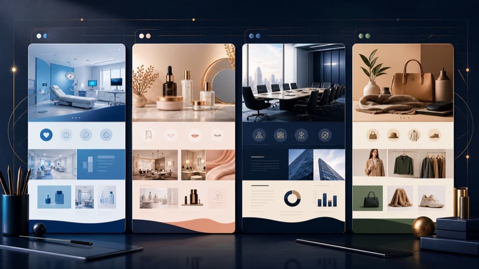 Digitale Design-Panels für unterschiedliche Branchenwebsites