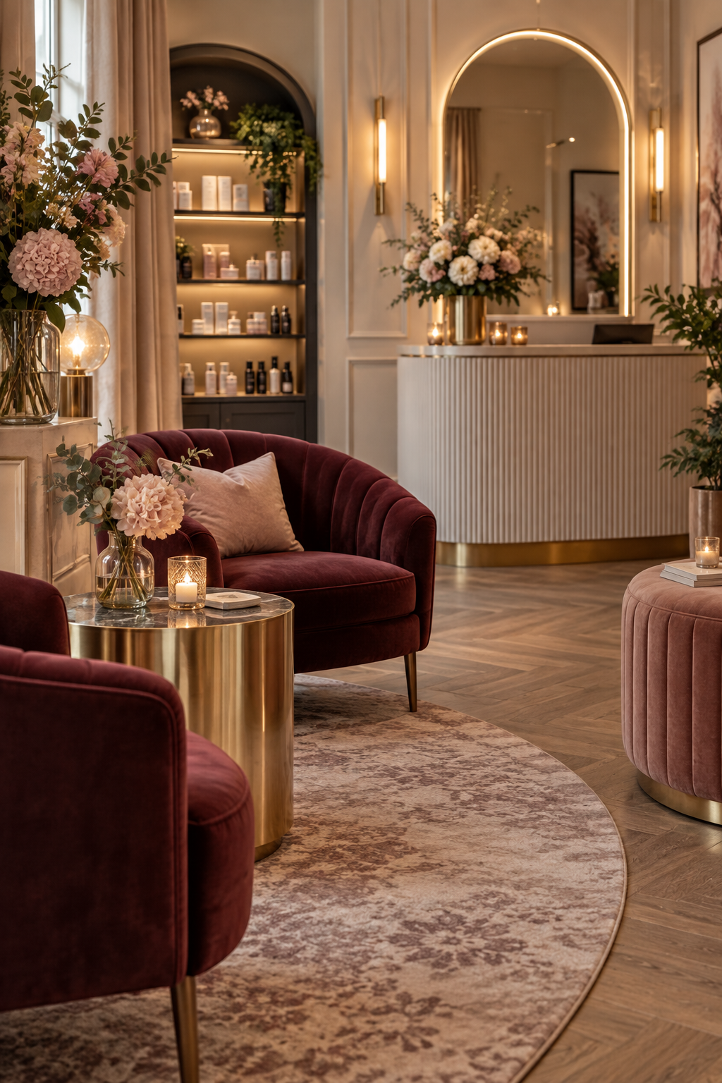 Pinterest-inspirierte Empfangslounge im Beauty Studio